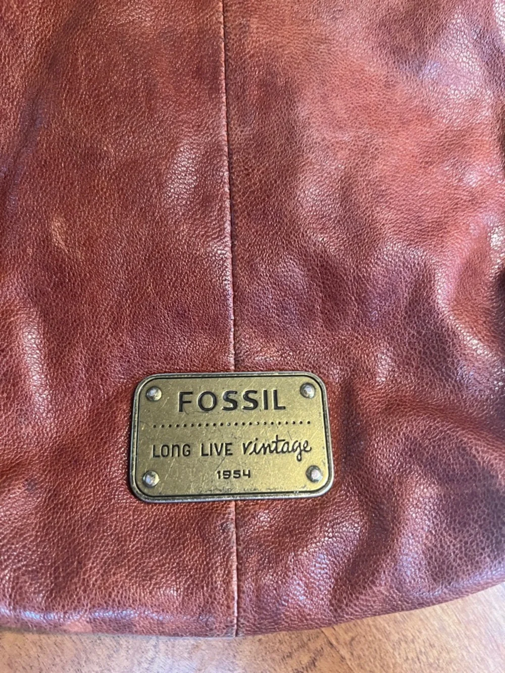 Fossil Distressed Leather Crossbody Bag in Rust Brown